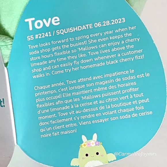 TOVE 🦋 Mint Green Moth Man w Flower Crown Original Squishmallow ☆》NWT《☆ - Picture 3 of 8